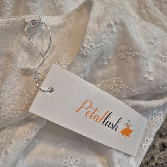 Petallush Women's White Cotton Allover Lace Lined Dress NEW - Picture 11 of 13